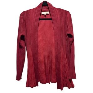 Philosophy Deep Red Ribbed Open Front Rayon Blend Cardigan Sweater Size M